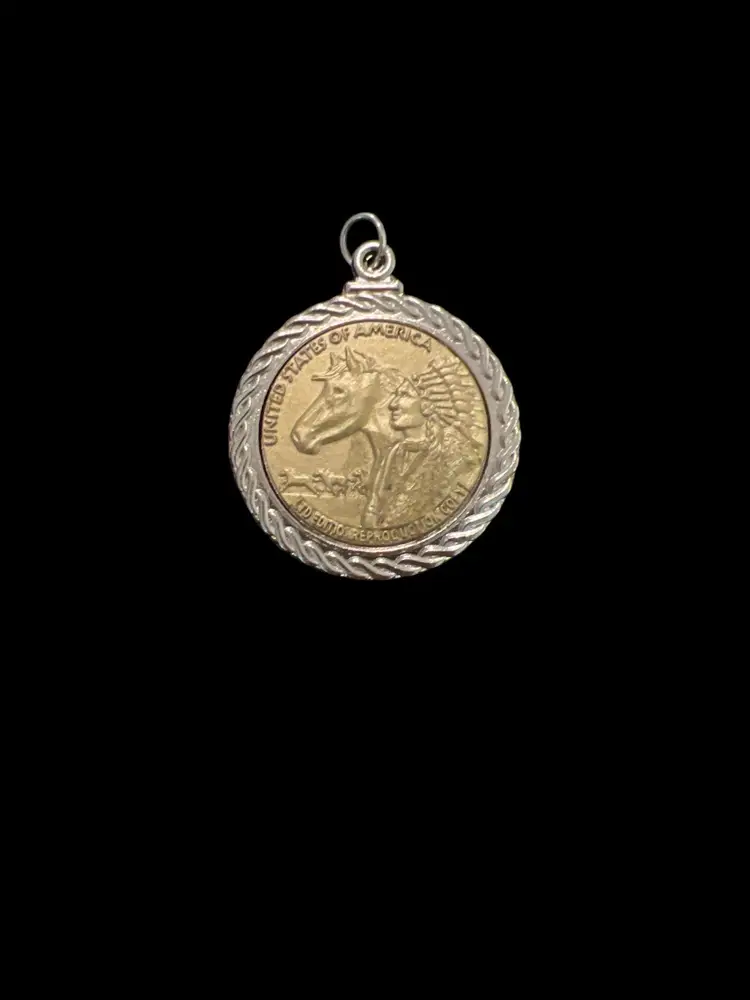 Vintage AMERICAN INDIAN RELIEF COUNCIL Faux SACAGAWEA 2012 Gold Coin Pendant #of-c