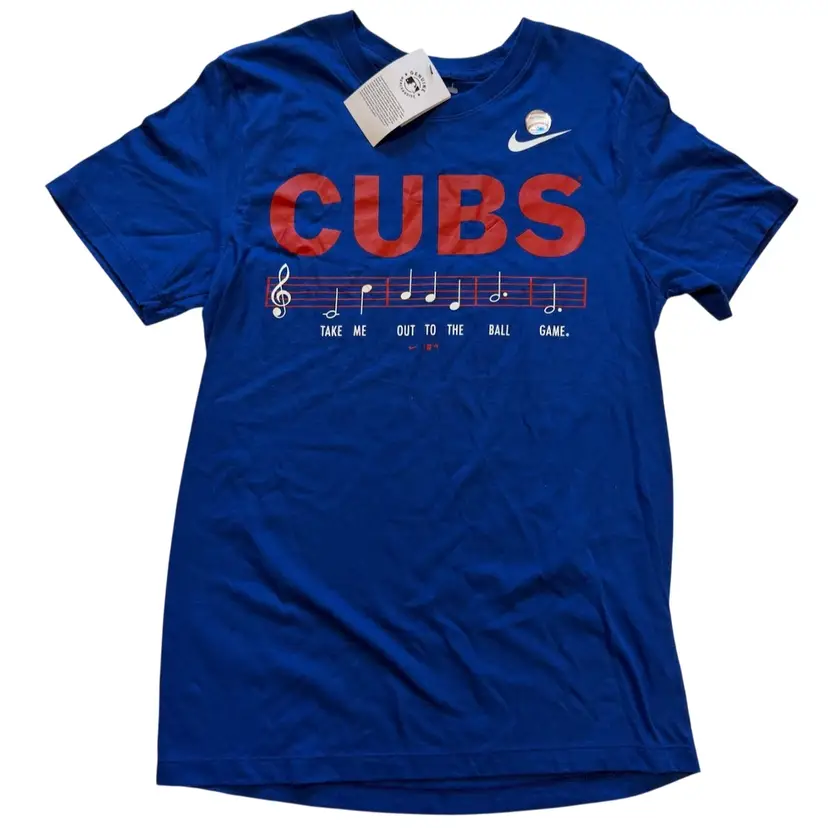 Chicago Cubs MLB Take Me Out To The Ball Game Royal Blue T-Shirt by Nike - S NWT