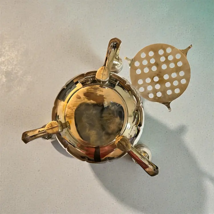 Vintage Paul Revere Silversmiths Silverplated Lotus Center Piece Candle Holder Original Box