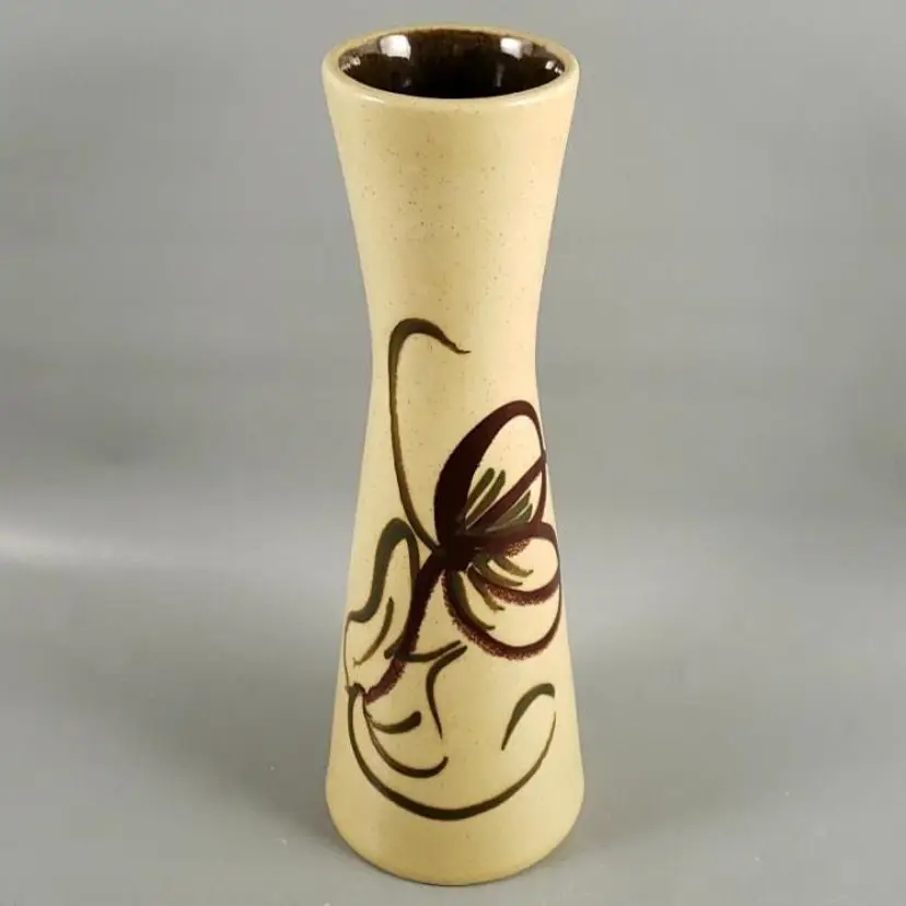 Vintage Mid Century Lapid Israel 1960s Hand Painted Modernist Stoneware Vase