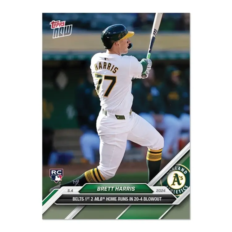 2024 ToppsNOW #156 Brett Harris RC Belts 1st 2 MLB Home Runs In 20-4 Blowout
