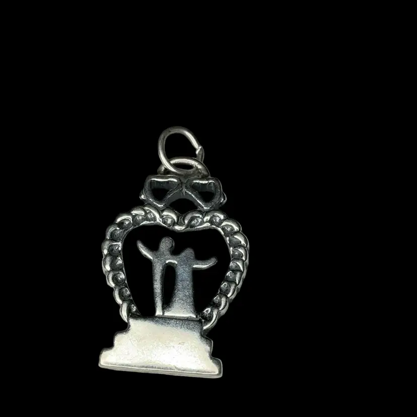 .925 Sterling Wedding Couple / Anniversary Charm For Bracelet Stamped ‘$’ Bride Groom Wedding Cake Topper