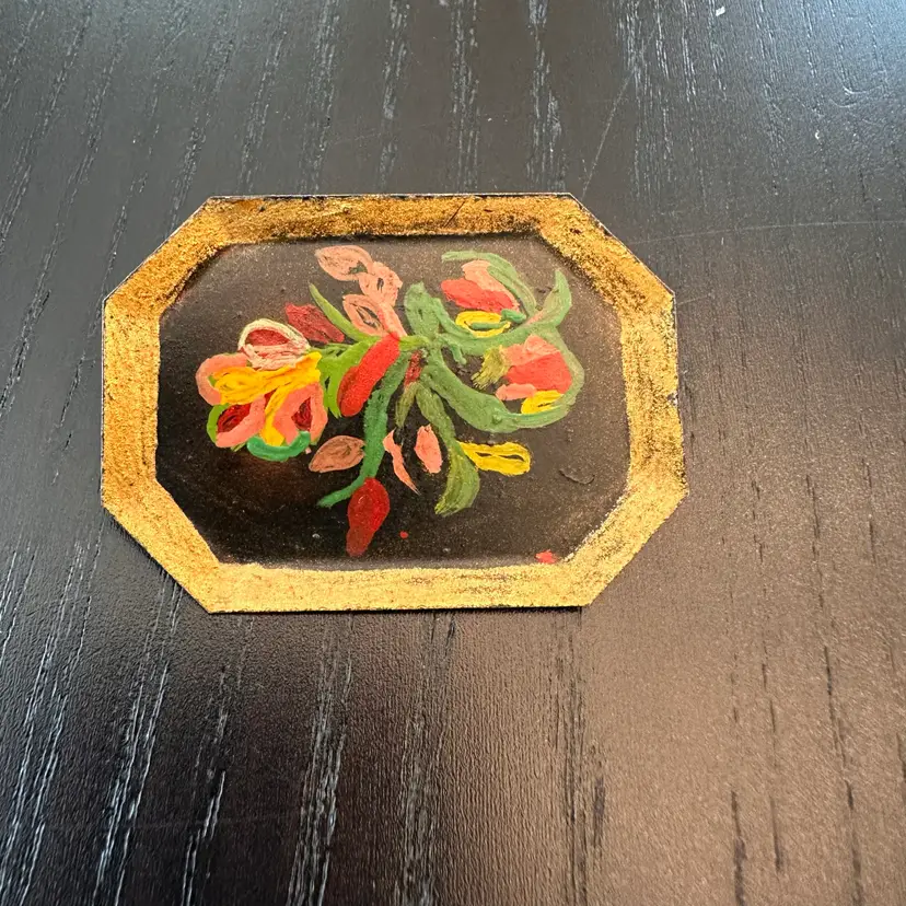 1953 Hand painted Toleware Brooch