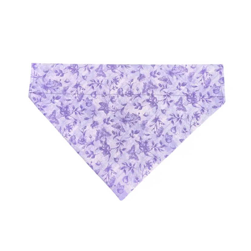 Dog Bandana Size Large Purple Butterfly Print Dog Handmade Size 12” Wide