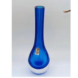Pilgrim Glass Cobalt Blue Clear Glass Vase
