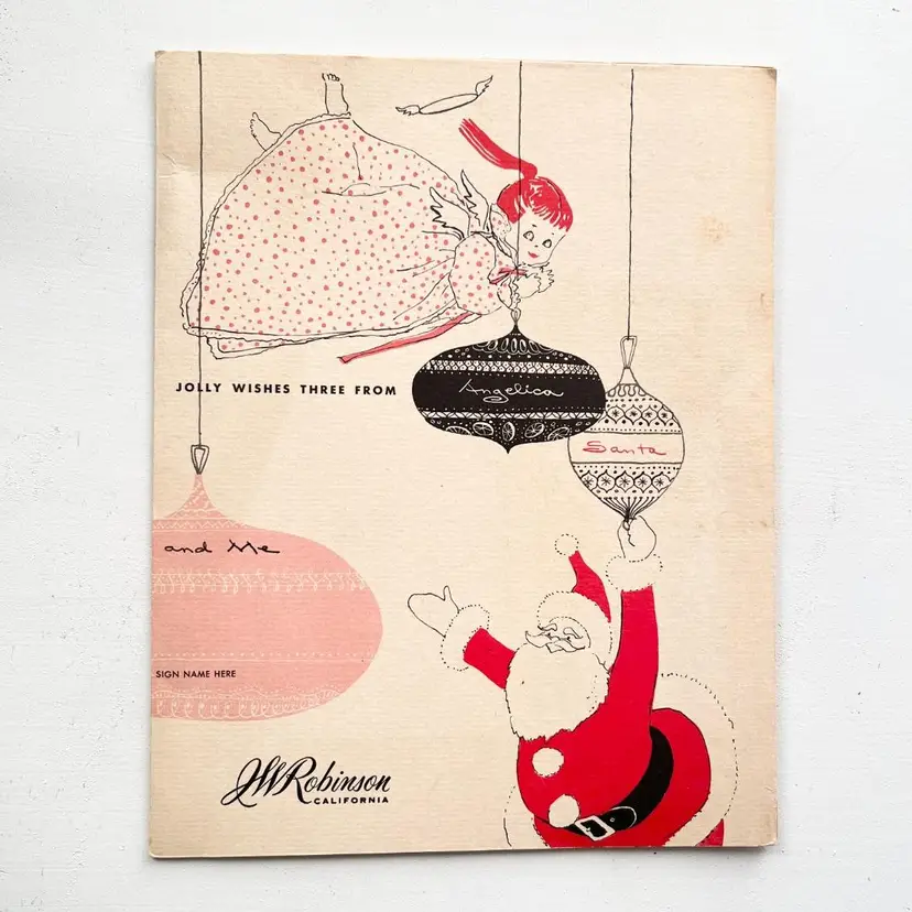 JW Robinson California Department Store Santa Claus Photo Folder Vintage 1950s
