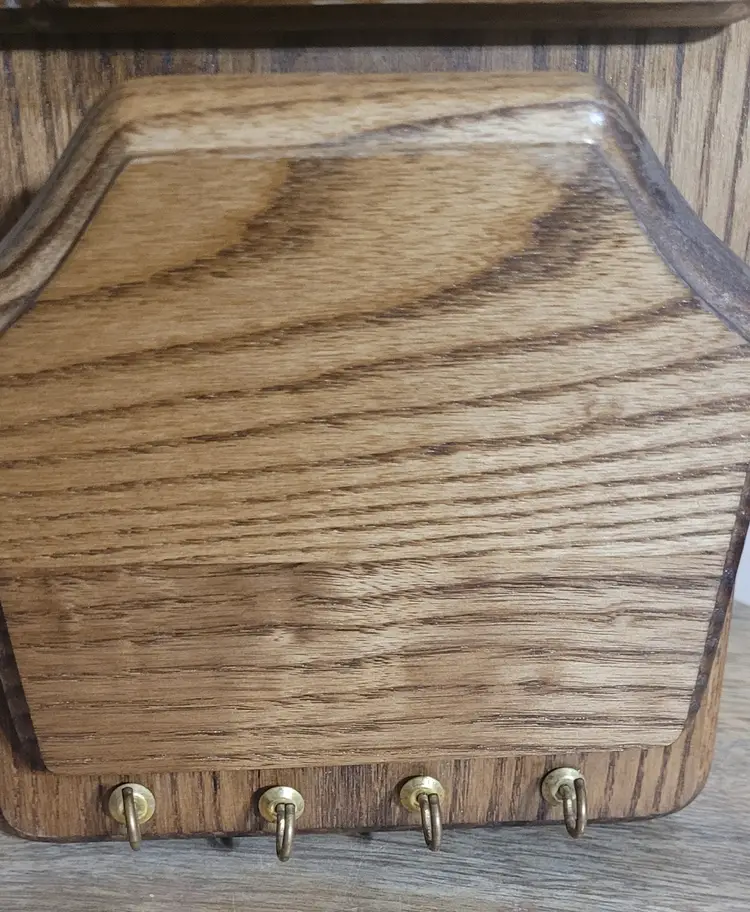 Cornwall USA Letter Holder Solid Oak Wood Hooks 16" x 5.5"