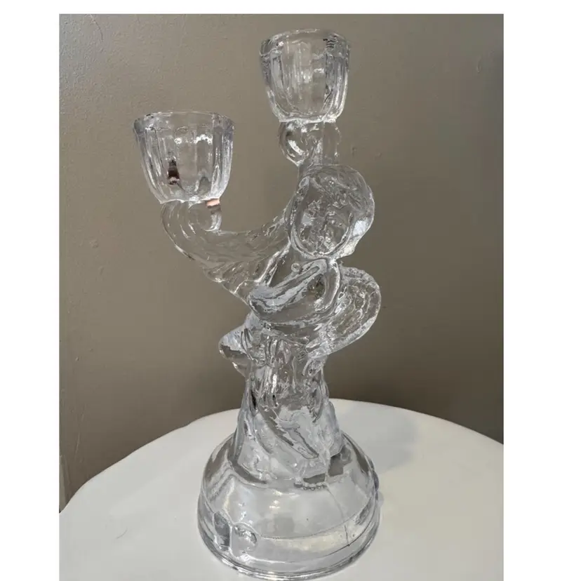 Vintage Mikasa Glass Cherub Candelabra