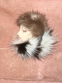 1980's Lady Face Fur Brooch