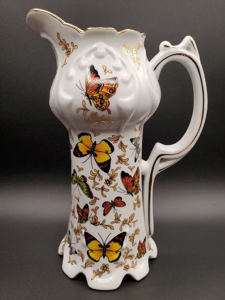 Formalities by Baum Bros. Butterflies Collection 9-1/2" Porcelain Water Pitcher