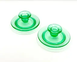 Uranium Depression Green Glass Candlestick Holders Set Of 2.