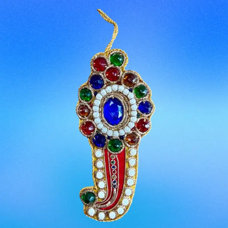 Paisley Jewel Toned Beaded Wall Ornament, South Asia India