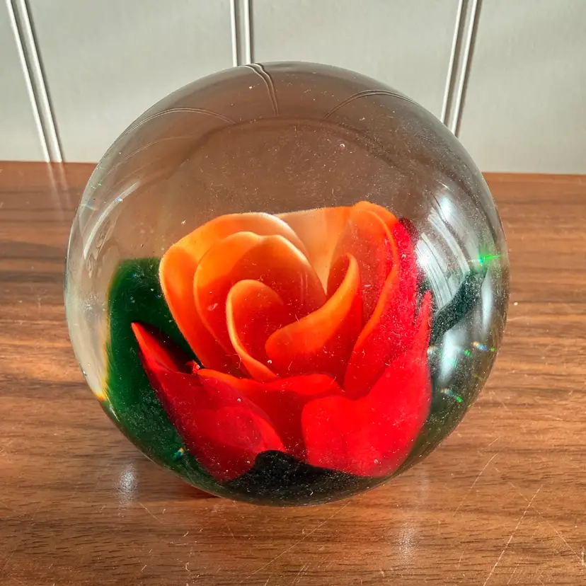 Orange Rose Paperweight 3”