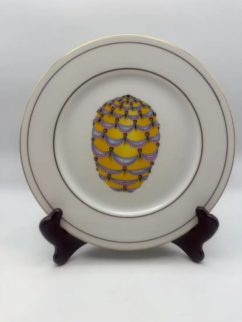 Vintage Porcelain Collectable Plate - “Email de Limoges" Design Inspired by a Faberge Imperial Egg 7” D