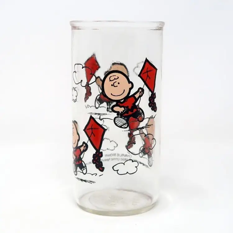 Charlie Brown Kite-Flying Jelly Jar Glass - Peanuts Collectible
