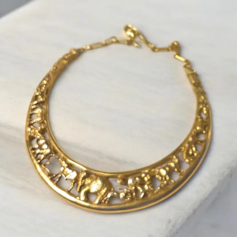 Gold tone antique look NOEV KOVCHEG ANIMALS necklace chocker