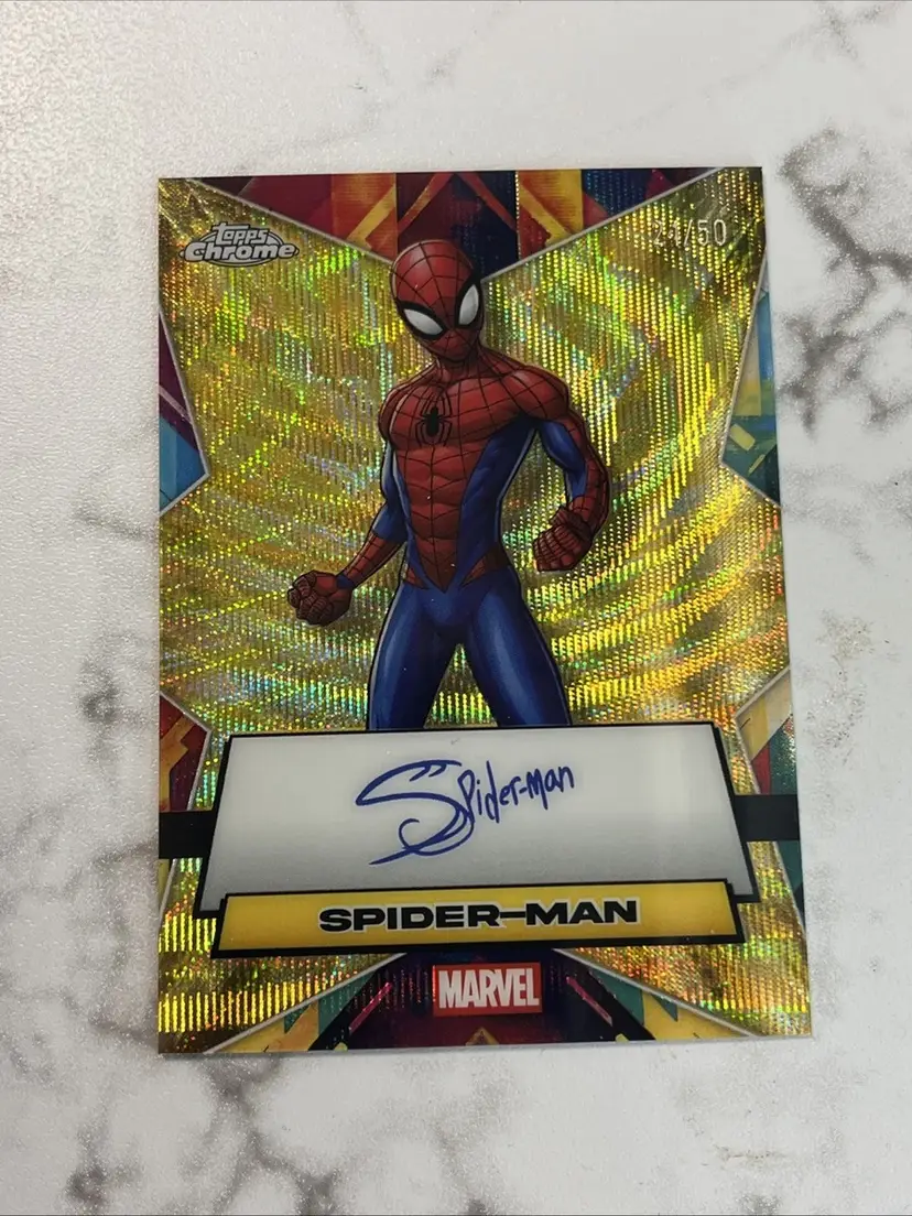 2021 Topps Chrome Spider-Man Gold Refractor Card