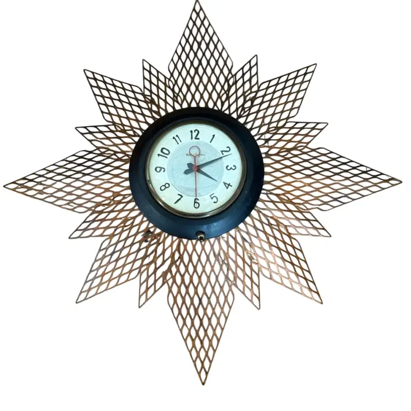 MASTERCRAFTERS STARBURST MCM WALL CLOCK 1950'S WORKS #128