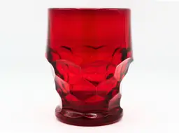 Vintage Viking Georgian Glass Ruby Red Tumbler 8 oz Retro Honeycomb Drinkware
