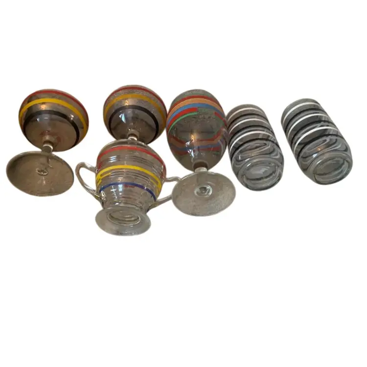 Striped Cocktail Glass Selection 6 Pieces Sizes In Description