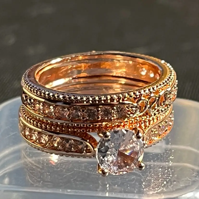 Size Six Band With CZ Stones Wedding Set