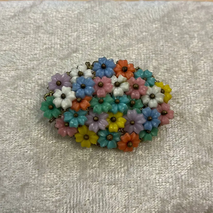 #3B - Early Miriam Haskell Brooch Wired Celluloid Flower