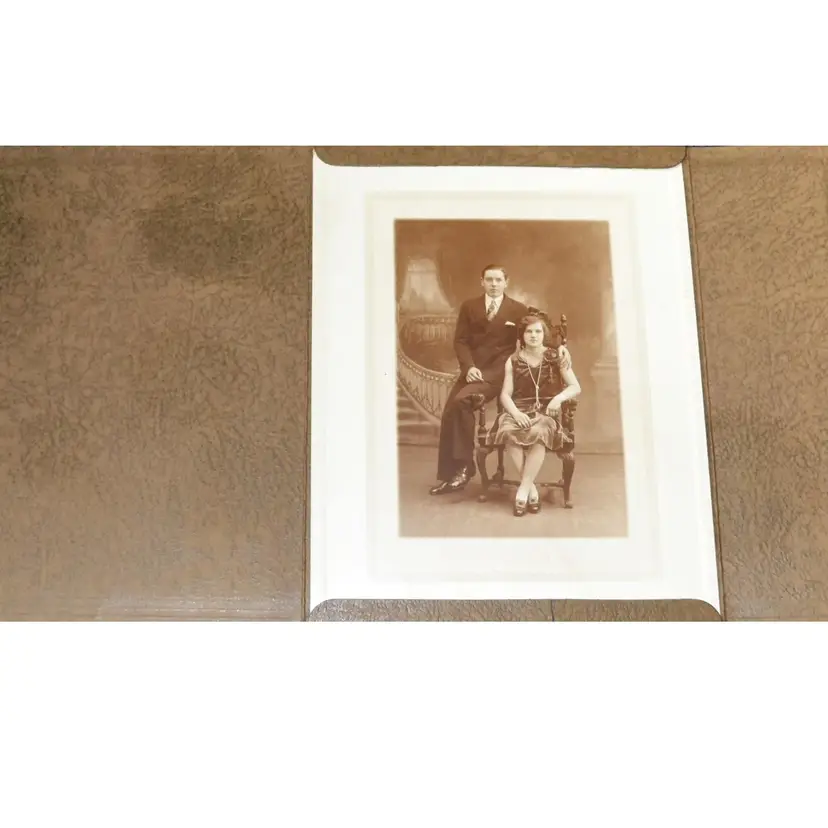 Vintage Black And White Photo Man And Woman Studio Taken In Cardstock Folder