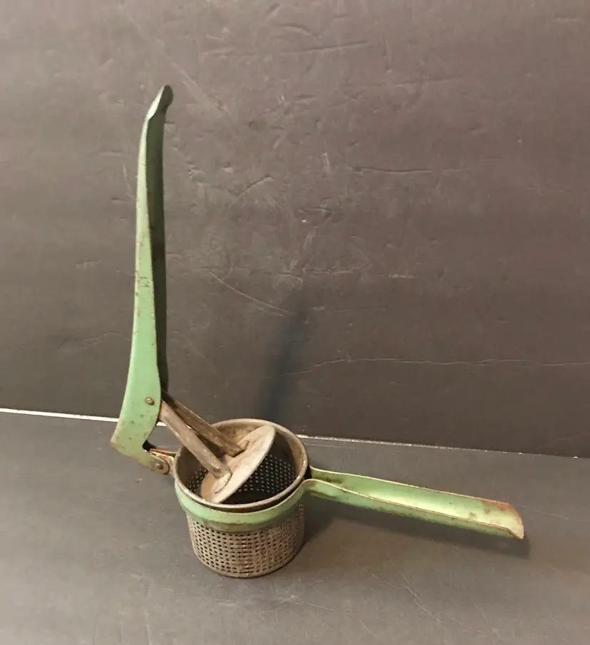Vintage 1950’s Rice/ Potatoes Masher/ Press. Vintage Green