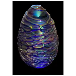 #35- Vintage Art Glass Paperweight - Rainbow Threading 2.5" Tall