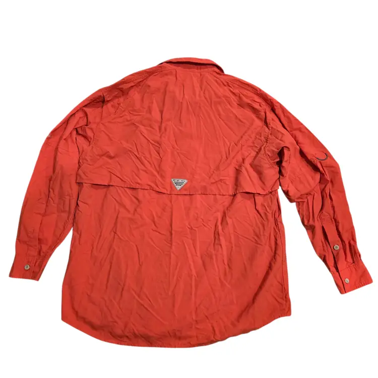 Columbia PFG Mens Salmon Pink Button Up Fishing Shirt Sz XL Vented Lightweight