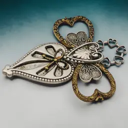 Cross Embellished w/ Hearts & I Love U Silver & Copper Tone Brooch Treska