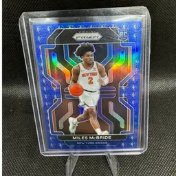 Miles McBride 2021-22 Panini Prizm Blue NBA 75th Anniversary Prizm Refractor RC New York Knicks