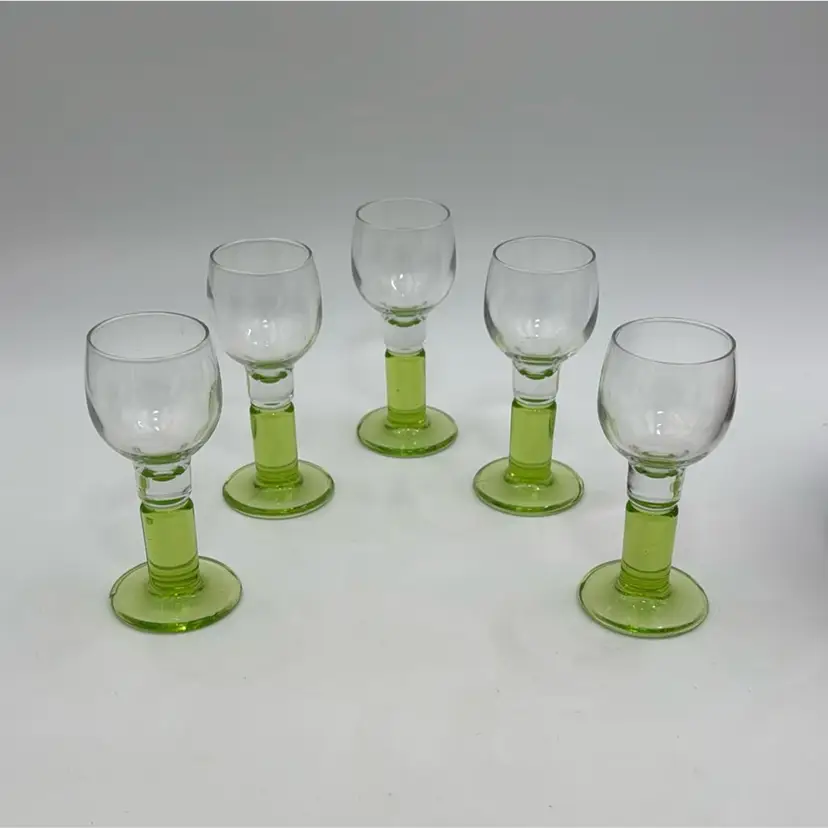 Oriole Rocco 🇮🇹 Italy Limoncino Cordial Liqueur Footed Green Shot Glasses