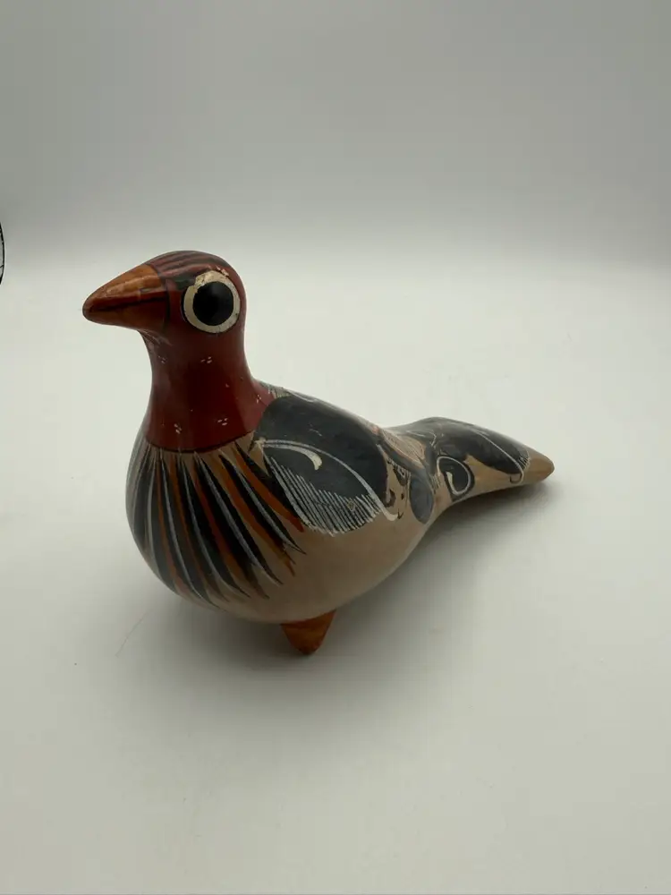 Tonala Mexican Pottery Brown Bird Dove 6.5”