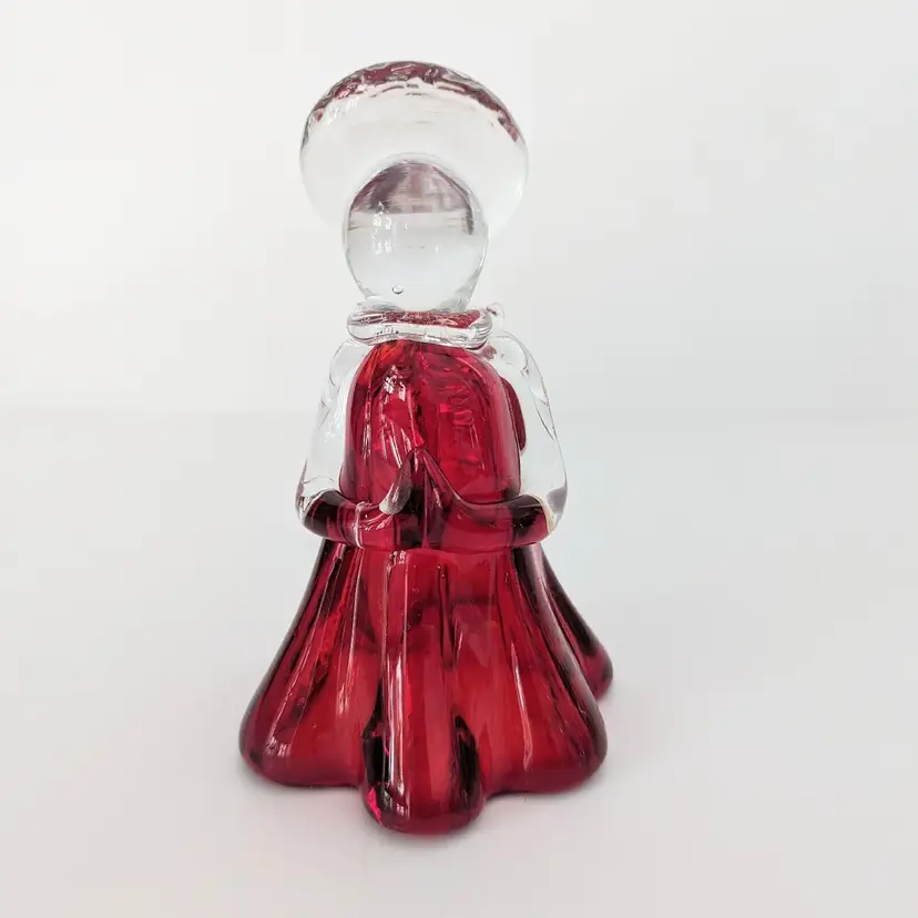 Hand Blown Art Glass Red and Clear Angel Figurine 6 1/4"