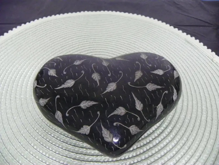 Hand carved Black Soap Stone Heart box