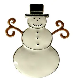 Enameled Snowman Pin Brooch Frosty the Snowman
