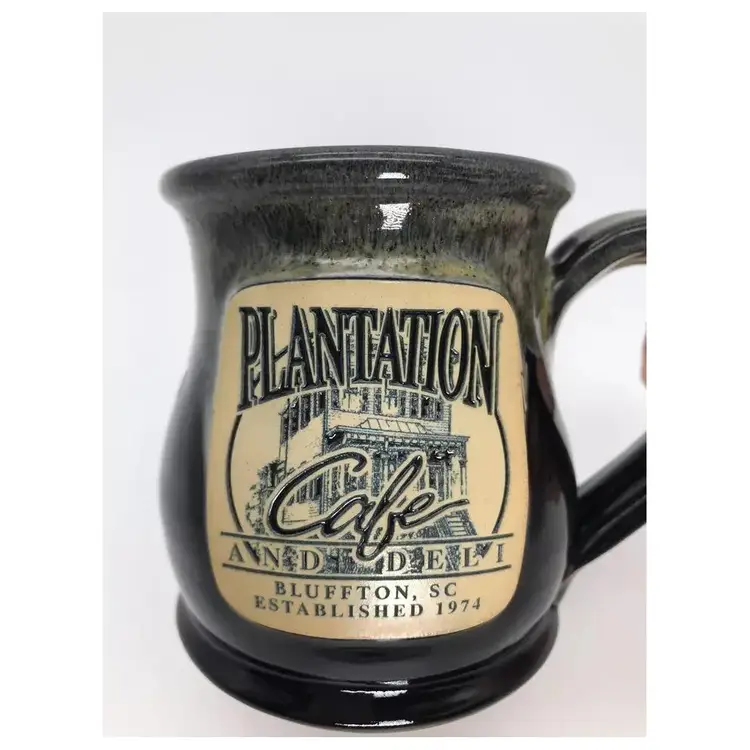 Pottery Mug Coffee Tea Plantation Cafe Bluffton SC Black Green Glaze 2019 USA