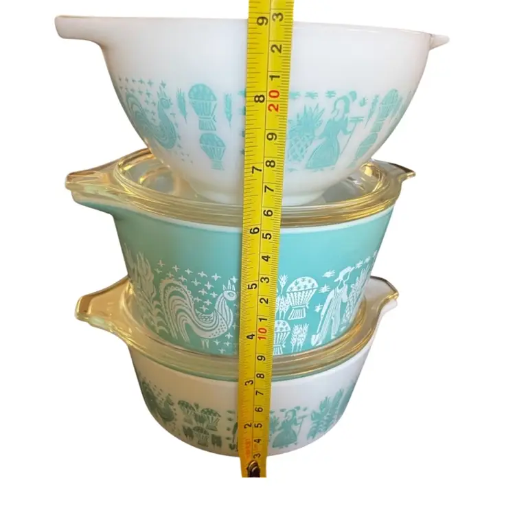 Vtg Pyrex Amish Butterprint Cinderella 2 Casserole 1 Mixing Bowl 5 PC Set