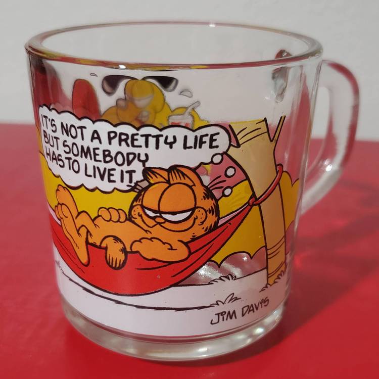 Vintage Garfield Odie McDonalds Mug, 1978 Jim Davis, Glass Coffee Cup Mug