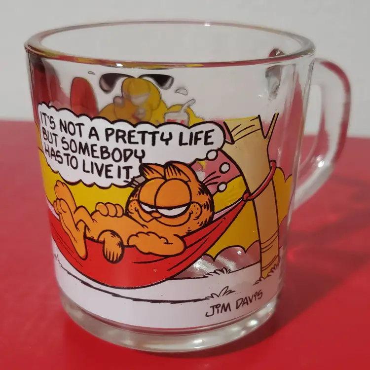 Vintage Garfield Odie McDonalds Mug, 1978 Jim Davis, Glass Coffee Cup Mug
