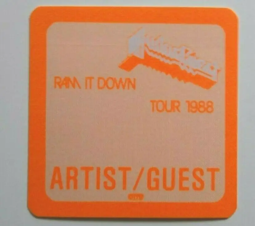 Judas Priest Backstage Pass Original 1988 Concert Tour Heavy Metal Rock Orange
