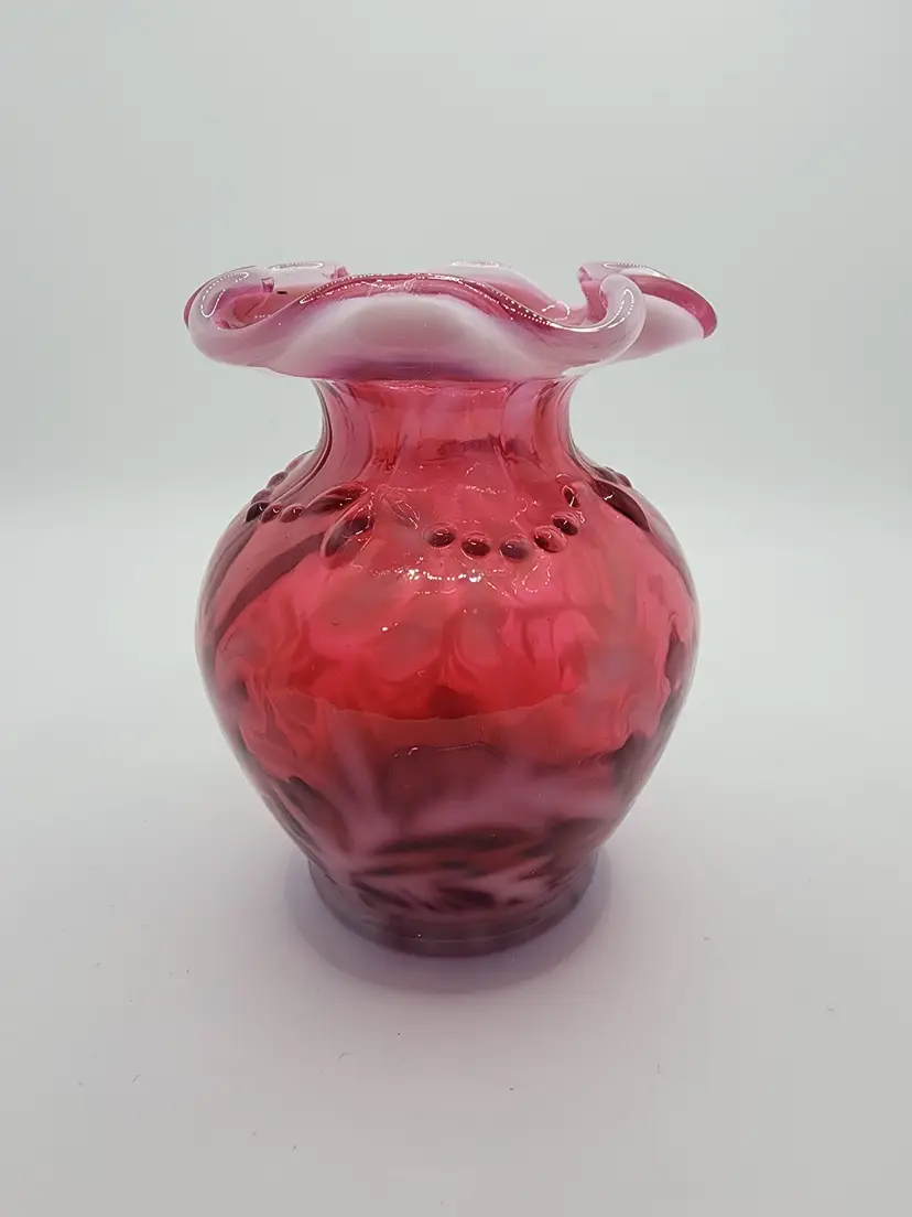 Fenton Cranberry Opalescent Vase