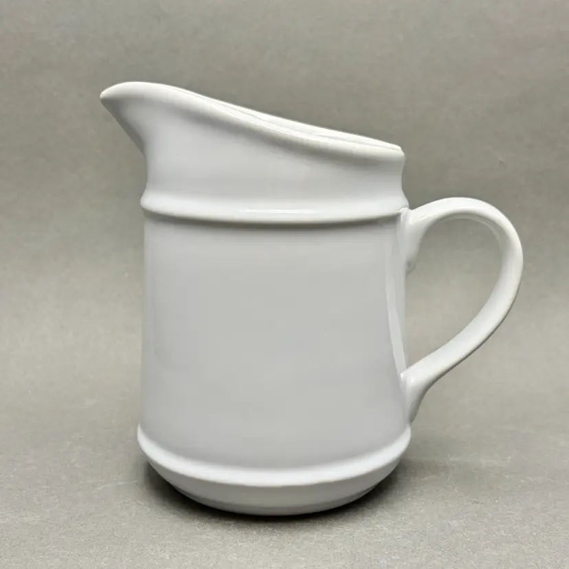 Vintage White Mid-Century Modern Farmhouse Ceramic Pitcher