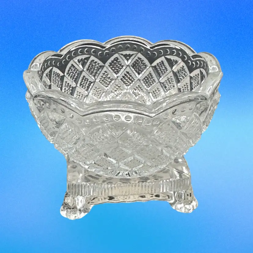 Vintage Fostoria Avon Salt Cellar Strawberry Diamond Pattern Pedestal Base