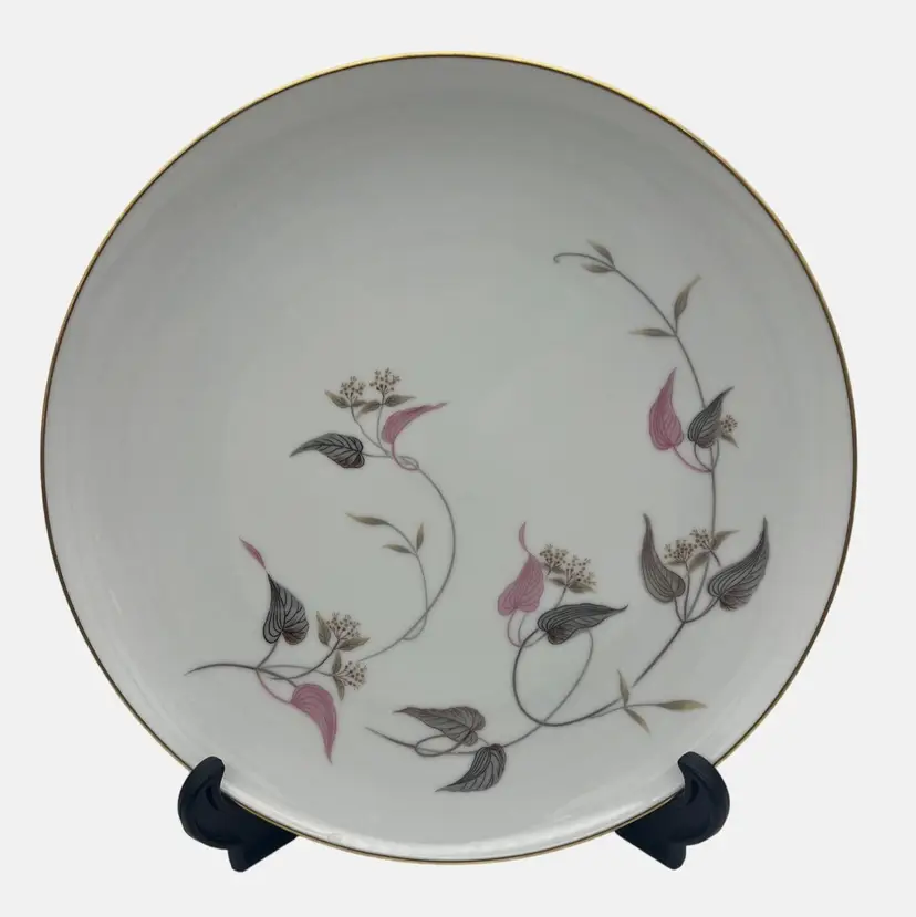 Vintage Noritake Arden Dinner Plate Japan 5603 MCM 10 5/8" Pink & Gray