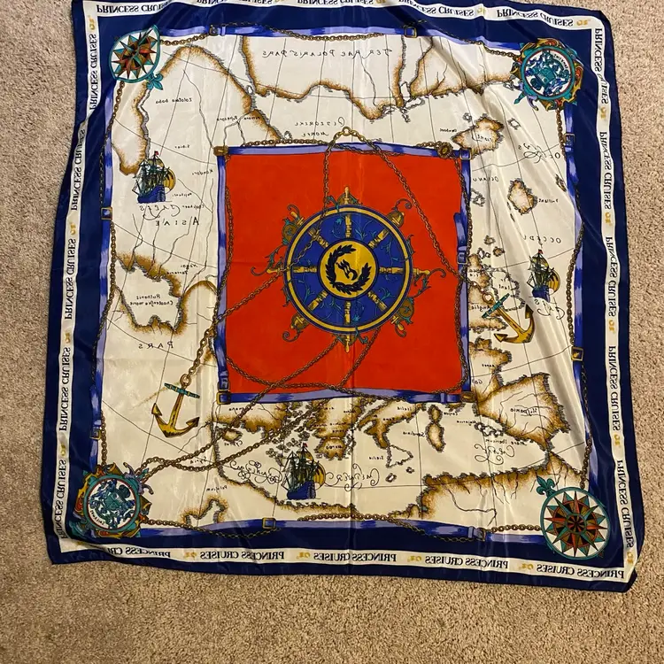 Princess Cruises Vintage Nautical Map Pattern Women's Scarf - 30"x30"