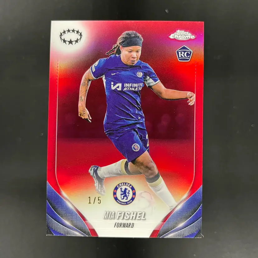 Mia Fishel 2023/24 Topps Chrome UWCL Red /5 Soccer Card CD10