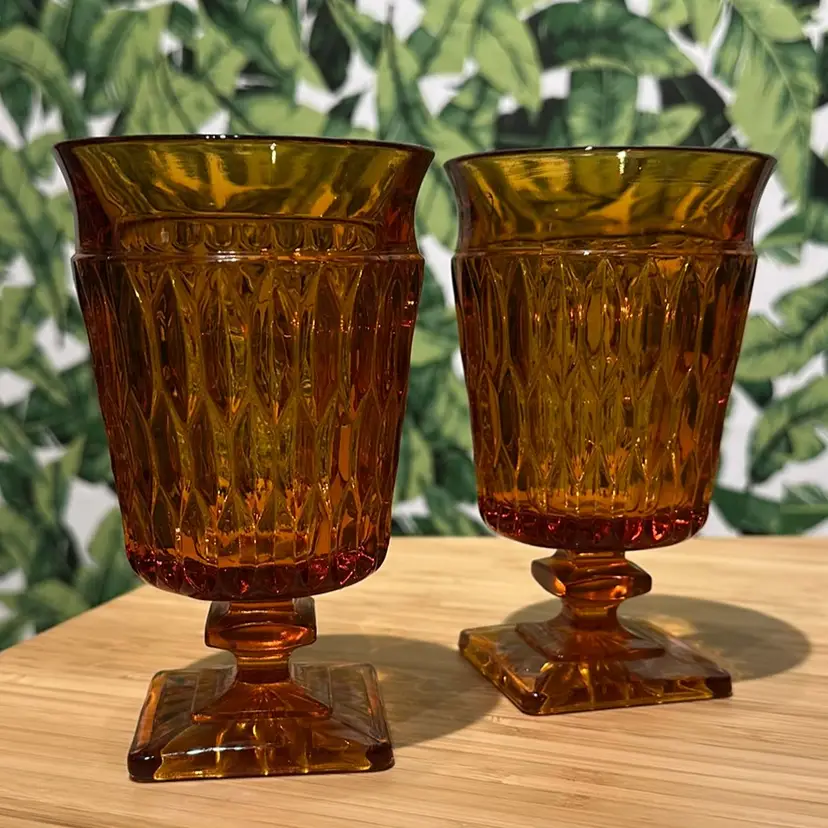 Indiana Glass Amber Goblets-Set Of 2