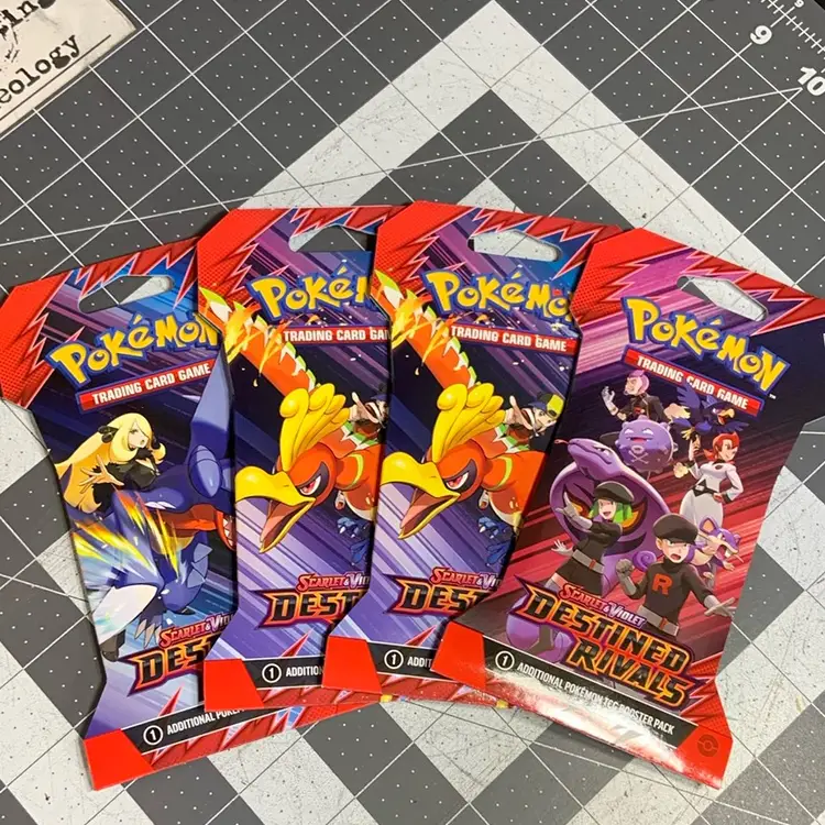 Four Booster Packs Destined Rivals Pokemon Variety Cover Art